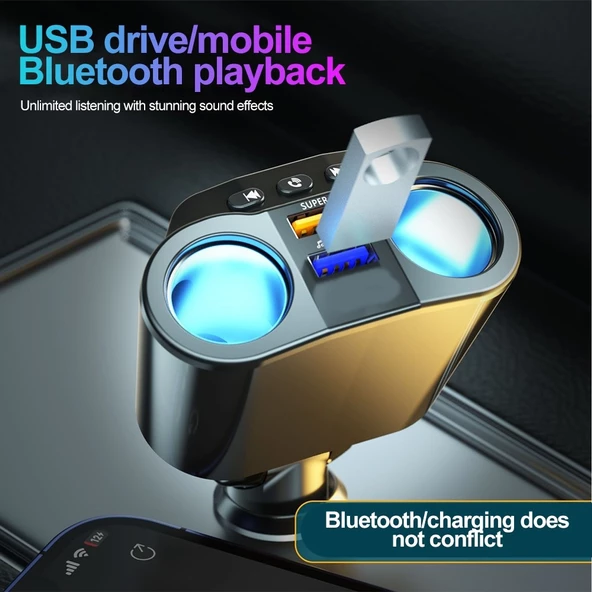 2 Portlu Usb Şarj 2 Port Çakmak Çoklayıcı Oynar Başlıklı Çakmak Şarj 12-24V - 4
