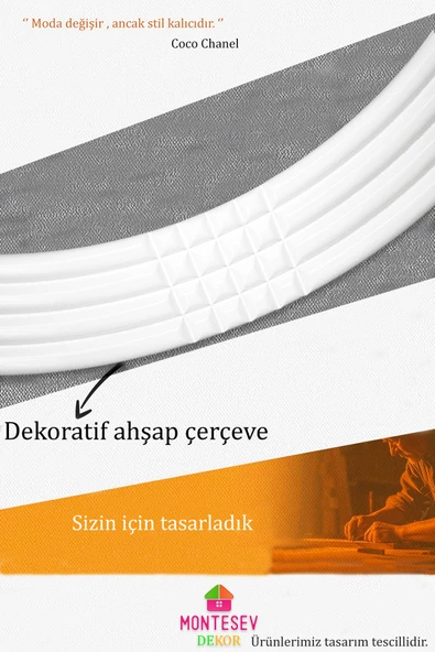 Led'li Işıklı Safir Ahşap  Beyaz Dekoratif Ayna Yuvarlak Ayna İşlemeli Duvar Aynası Tekli - 56 Cm - 4