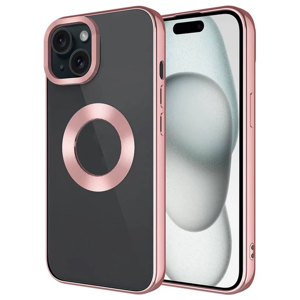 Apple iPhone 15 Kılıf Tek Kamera Çerçeveli Logo Gösteren  Omega Kapak - 8