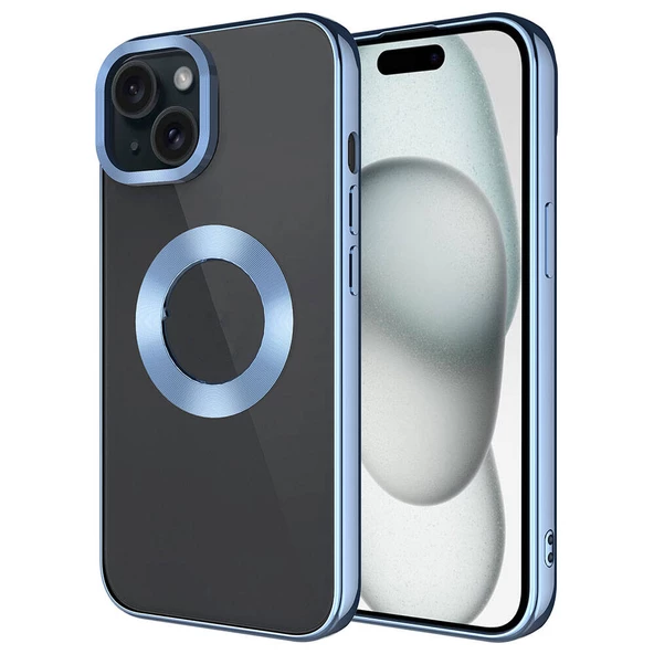 Apple iPhone 15 Kılıf Tek Kamera Çerçeveli Logo Gösteren  Omega Kapak - 4