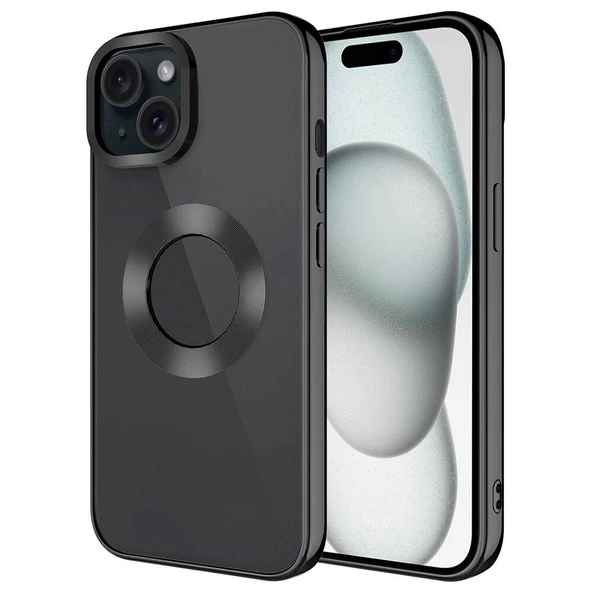 Apple iPhone 15 Kılıf Tek Kamera Çerçeveli Logo Gösteren  Omega Kapak - 7
