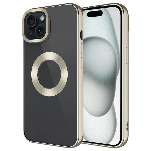 Apple iPhone 15 Kılıf Tek Kamera Çerçeveli Logo Gösteren  Omega Kapak - 9