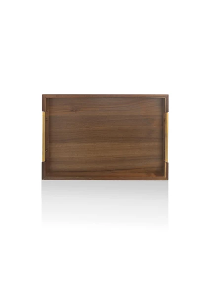 The Mia Natura Akasya Metal Kulplu Tepsi Gold 45x30x5 cm - 2