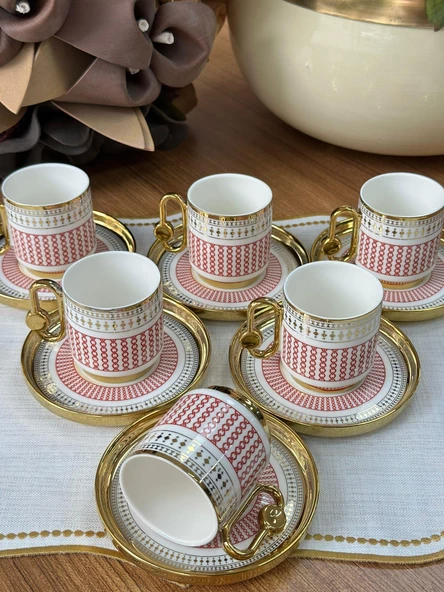 Türk Kahve Fincanı Faylinn Red 6 Kişilik 12 Parça - 2