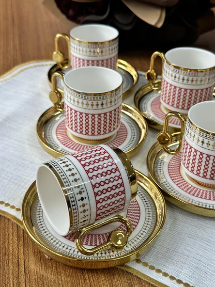 Türk Kahve Fincanı Faylinn Red 6 Kişilik 12 Parça - 3