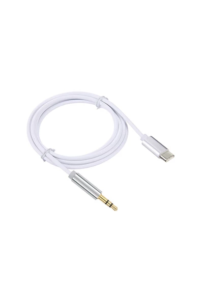 Type C Usb C To Aux Kulaklık Çevirici 3.5 Mm Jack 1m Beyaz