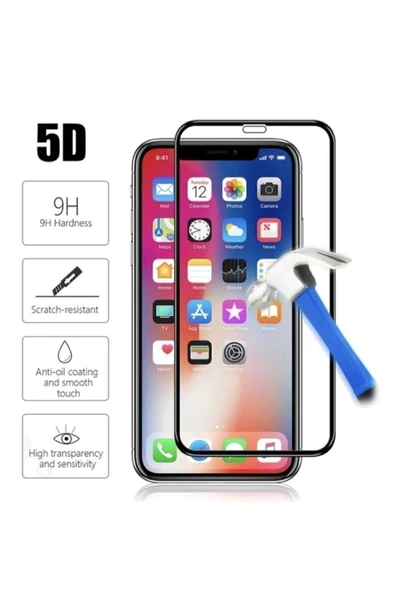 Iphone 11 Tam Kaplayan Ekran Koruyucu - 5d Darbe Emici Temperli Kırılmaz Cam Siyah