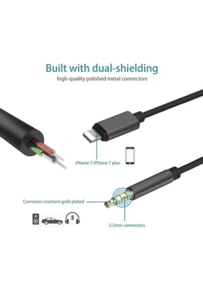 Lightning To Aux Kulaklık Çevirici 3.5 Mm Jack Girişli Iphone 3.5mm Araç Aux Dönüştürücü Ses Kablosu