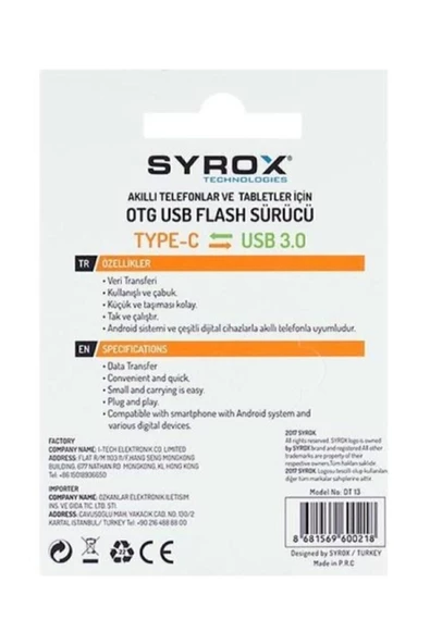Usb-3 Den Type C Ye Dönüştürücü Otg Dt13 - 2