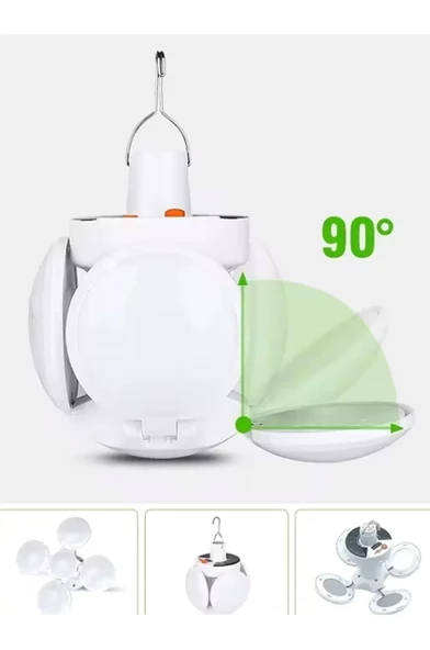 QASUL 5 Led'li 3 Farklı Işık Modlu Açılıp Kapanabilir Led Kanatlı Güneş Enerjili Solar Aydınlatma Asılabilir Kamp Feneri - 4