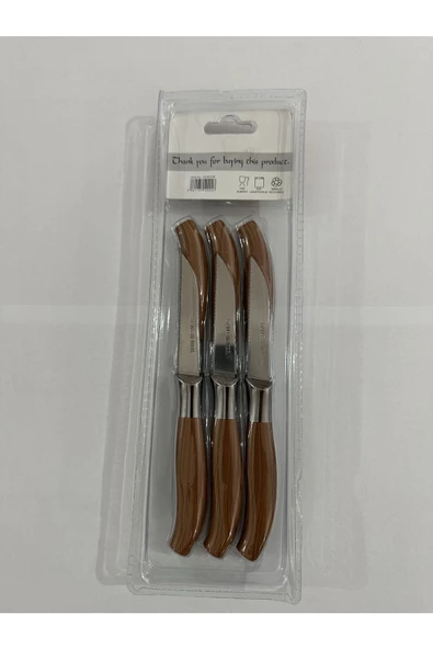 Pekars Paslanmaz Çelik 6'li Kahverengi Tırtıklı Meyve-sebze Bıçağı ürün görseli 1