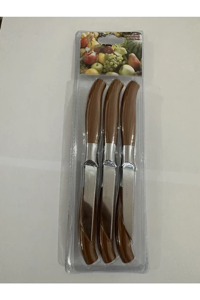 Pekars Paslanmaz Çelik 6'li Kahverengi Tırtıklı Meyve-sebze Bıçağı - Resim 2
