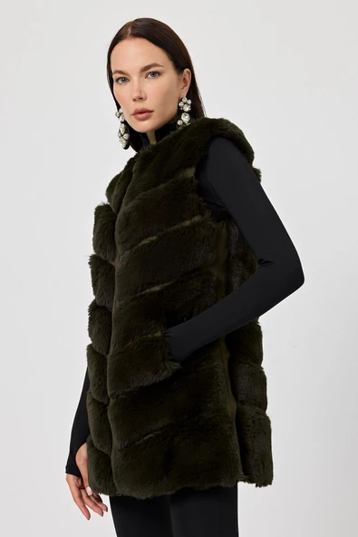 Melissa Haki Yeşil Tüylü Yelek 216004 - 5