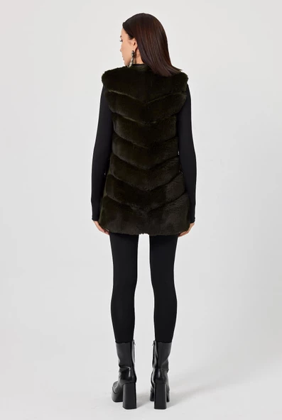 Melissa Haki Yeşil Tüylü Yelek 216004 - 4