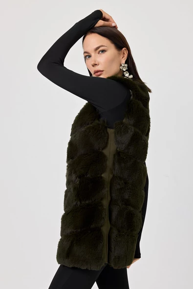 Melissa Haki Yeşil Tüylü Yelek 216004 - 6