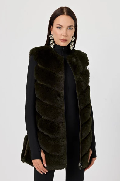 Melissa Haki Yeşil Tüylü Yelek 216004 - 2