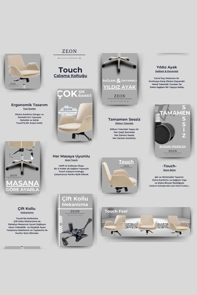 Zeon Büro Ofis Sistemleri Touch Feel Çalışma Sandalyesi | Ofis Koltuğu - 2