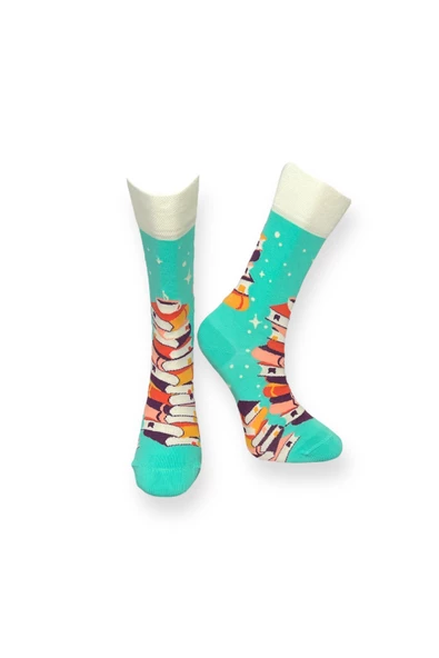 2'li Desenli Unisex Esnek Nem Alabilen Pamuklu Soket Çoraplar - Resim 5