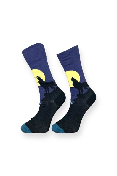 2'li Desenli Unisex Esnek Nem Alabilen Pamuklu Soket Çoraplar - Resim 6