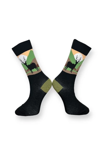 2'li Desenli Unisex Esnek Nem Alabilen Pamuklu Soket Çoraplar - Resim 6