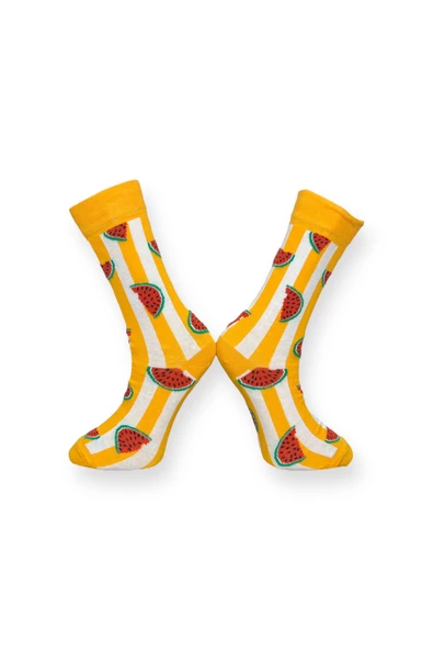 2'li Desenli Unisex Esnek Nem Alabilen Pamuklu Soket Çoraplar - Resim 6