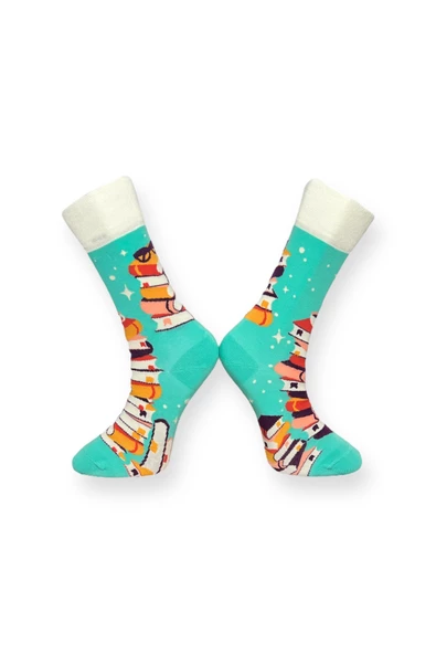 2'li Desenli Unisex Esnek Nem Alabilen Pamuklu Soket Çoraplar - Resim 6