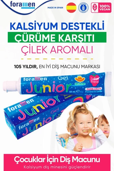 Foramen Çocuklar Için Çilek Aromalı Kalsiyum Destekli Çürüme Karşıtı Diş Macunu 50 Ml/60 gr - 3