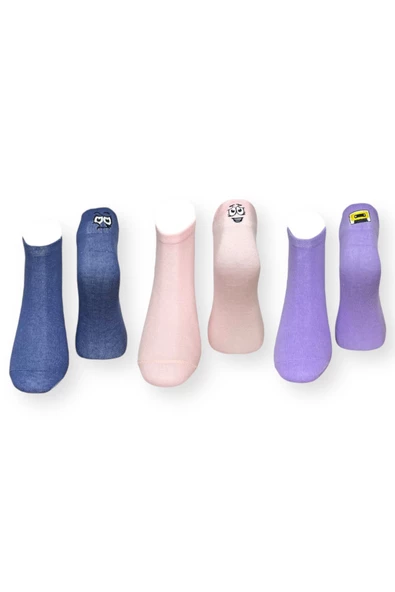 3'lü Düz Renkli Unisex Esnek Nem Alabilen Pamuklu Patik Çoraplar ürün görseli