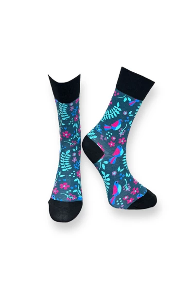 4'lü Desenli Unisex Esnek Nem Alabilen Pamuklu Soket Çoraplar - Resim 3