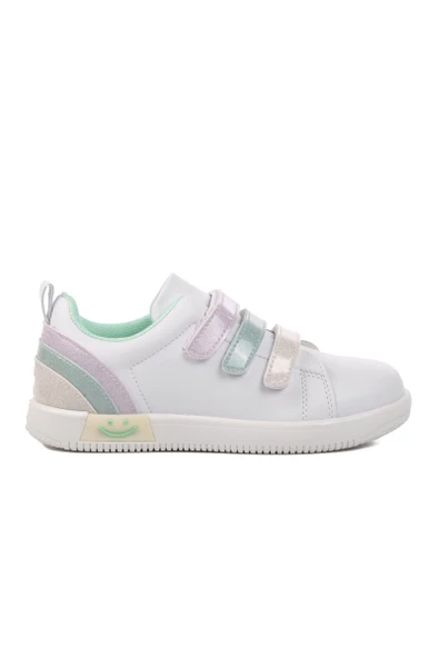 Walkway Beyaz-Mint Unisex Cırtlı Çocuk Sneaker 6502-F