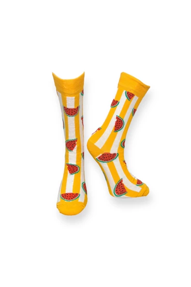 2'li Desenli Unisex Esnek Nem Alabilen Pamuklu Soket Çoraplar - Resim 5