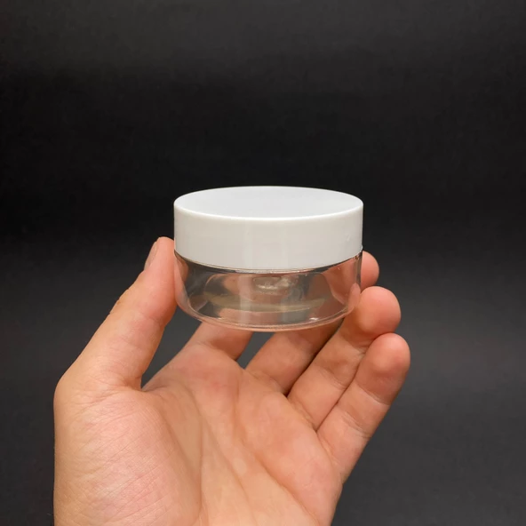 50 Ml Beyaz Kapaklı Sızdırmaz Contalı   Pet Kavanoz , 50 Cc Plastik Krem Kavanozu x 6 Adet