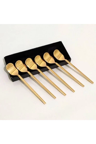 Tür züccaciyeTiamo Amor 6'lı Çay Kaşığı (Gold Altın) Çelik - 2
