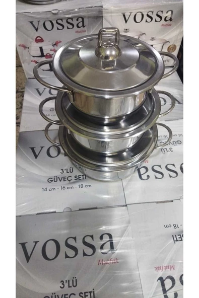 VOSSO VOSSA ÇELİK TENCERE 3 LÜ ÇELİK KULP 430 CR - 2