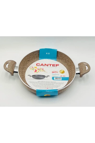CANTEF22 CM YANMAZ YAPIŞMAZ ÇİFT SAPLI TEFLON TAVA SAHAN - 2