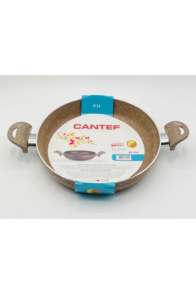CANTEF24 CM YANMAZ YAPIŞMAZ ÇİFT SAPLI TEFLON TAVA SAHAN - 2