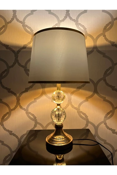 Furkan Kristal Küp Dekorlu Metal Abajur 53 X 30 - 3
