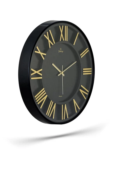 Galaxy Premium Serisi Modern Tasarımlı Roma Rakamlı 40 Cm Duvar Saati Siyah-gold - 3