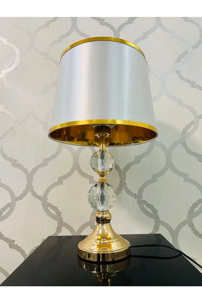 Furkan Kristal Küp Dekorlu Metal Abajur 53 X 30 - 2