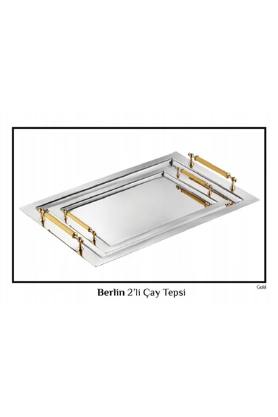 Tür züccaciyeTiamo Alone Çelik Paslanmaz Perlin 2'Li Çay Tepsi Gold