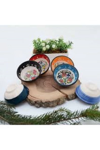 Tür züccaciye6 Adet Seramik Çerezlik Sosluk Reçellik Kahvaltılık Sunumluk Kase- 8 Cm Çapında Çini Motifli - 3