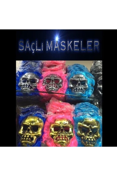 TTT Saçlı İskelet Yüzlü Maskeler