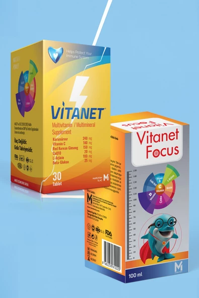 VİTANET Multivitamin ve Mineral 30 Tablet + Vitanet Focus Multivitamin Çocuk Şurubu