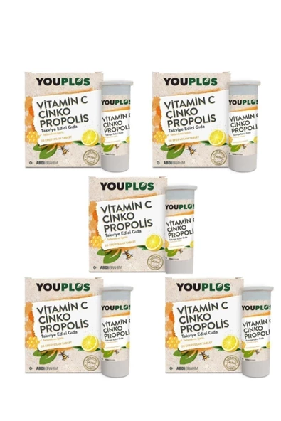 Youplus Vitamin C Çinko Propolis 20 Efervesan Tablet x 5 adet