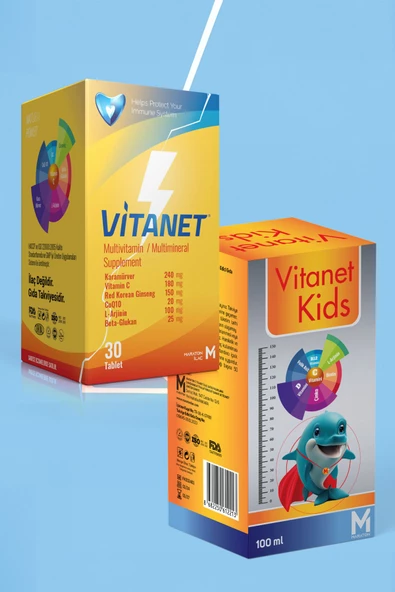 VİTANET Multivitamin ve Mineral 30 Tablet + Vitanet Kids Multivitamin Çocuk Şurubu