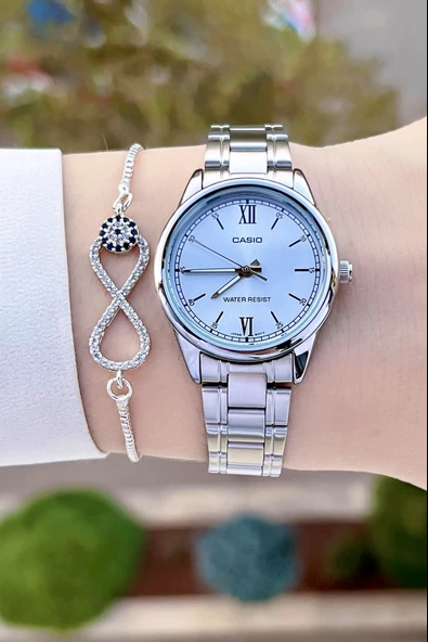 Casio CSISTE103 Kadranı Mavi Kordonu Gümüş Renk Hediye Paketli Kadın Kol Saati - Resim 3