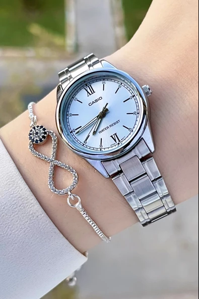 Casio CSISTE103 Kadranı Mavi Kordonu Gümüş Renk Hediye Paketli Kadın Kol Saati ürün görseli 1