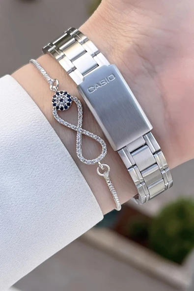 Casio CSISTE103 Kadranı Mavi Kordonu Gümüş Renk Hediye Paketli Kadın Kol Saati - Resim 5