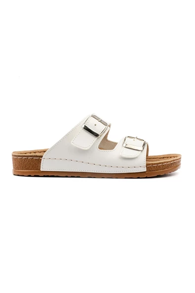 POLOMİA Polomia Maria Esnek Çift Tokalı Comfort Rahat Kadın Günlük Terlik - 3