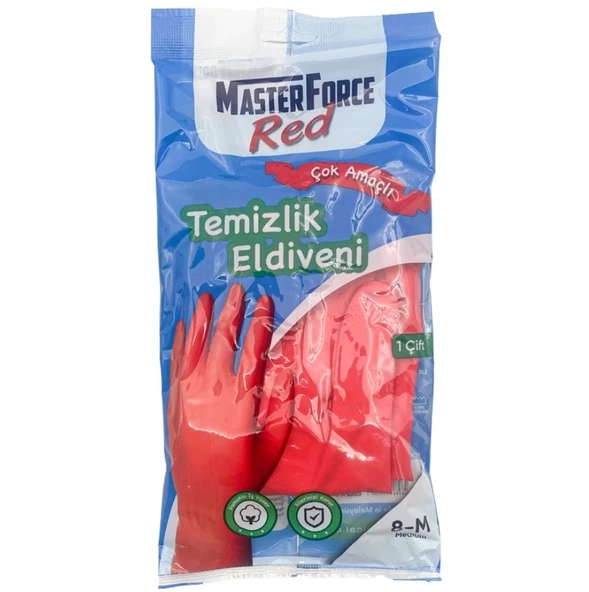 Masterforce Kırmızı Temizlik Eldiveni Medium No: 7 - 7,5